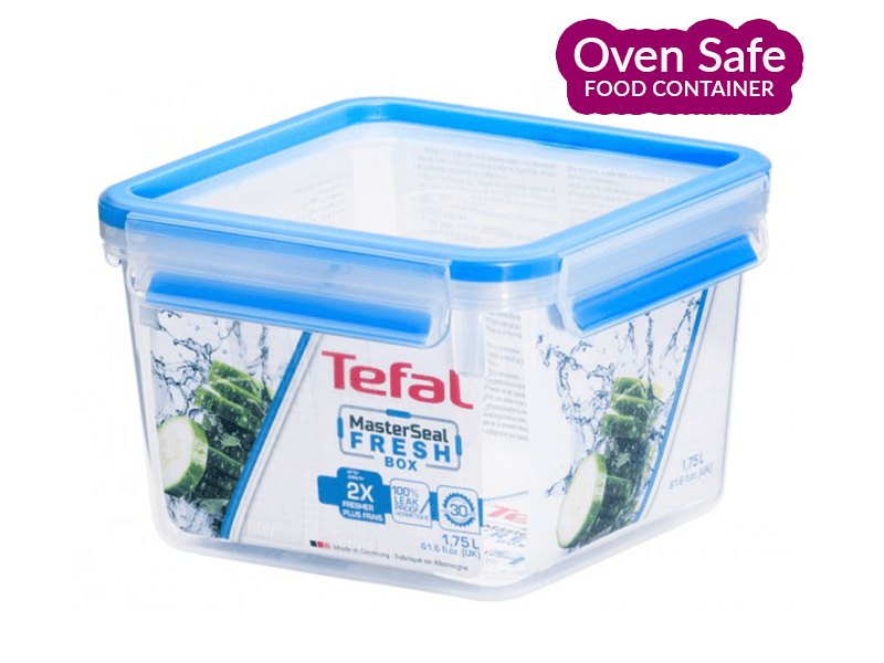Tefal Oven-safe MasterSeal Plastic Food Storage Container, Square, Blue 1.75l - K3021712_ - Tefal Oven-safe MasterSeal Plastic Food Storage Container, Square, Blue 1.75l - K3021712_