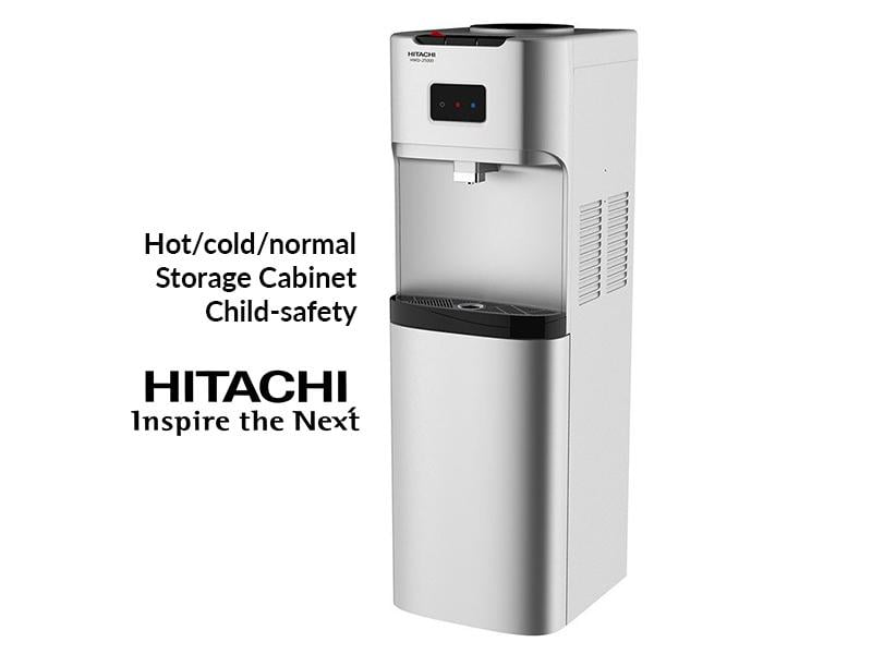 Hitachi Water Dispenser with Cabinet and Child-lock, Silver - HWD25000 - Hitachi Water Dispenser with Cabinet and Child-lock, Silver - HWD25000