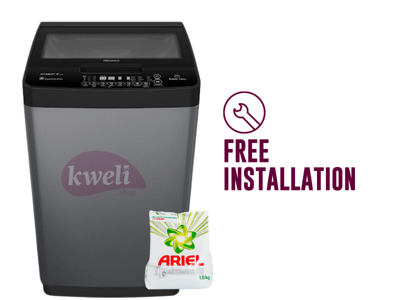 Hisense 8kg Top Load Washing Machine - WTJD802T, Plus Free Installation and Auto Detergent - Hisense 8kg Top Load Washing Machine - WTJD802T, Plus Free Installation and Auto Detergent