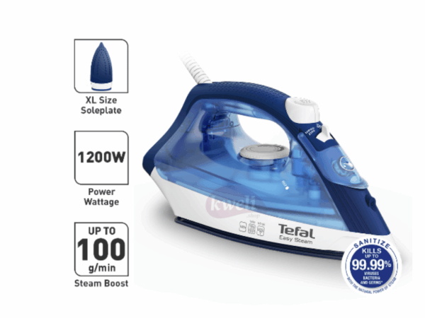Tefal Easy Steam Steam Iron FV1941M0; 1200W, Non-stick Soleplate