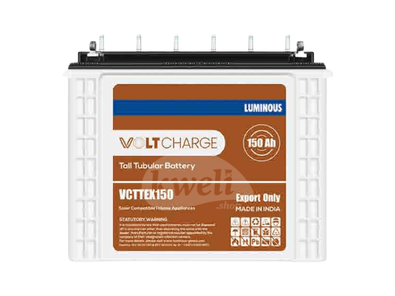 Luminous 150AH 12V Volt Charge Tubular Battery VCTTEX150; Low Maintenance, 1.8kWh , Made in India - Luminous 150AH 12V Volt Charge Tubular Battery VCTTEX150; Low Maintenance, 1.8kWh , Made in India