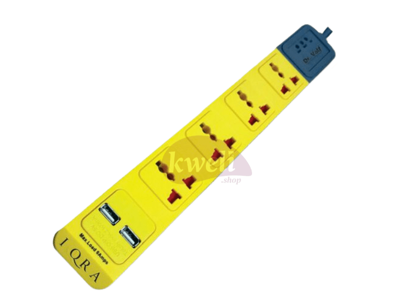 Dr Volt Smart Extension Cable with Complete Surge Protection IQ-EP4.2UK USB-13A; 2 USB Ports, 4 Ports, 13Amps, 3m Cable, Max Load 2860 watts - Dr Volt Smart Extension Cable with Complete Surge Protection IQ-EP4.2UK USB-13A; 2 USB Ports, 4 Ports, 13Amps, 3m Cable, Max Load 2860 watts