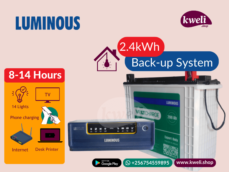 Luminous 2.4kWh 850watt Home Power Back-up System; Run TV, 14 Lights, Laptops, Internet Router for up to 14 hours - Luminous 2.4kWh 850watt Home Power Back-up System; Run TV, 14 Lights, Laptops, Internet Router for up to 14 hours