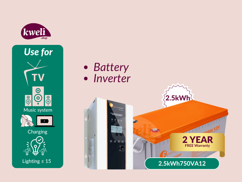 Kweli 2.5kWh-750VA-GEL Power Backup System; Run 10-15 Bulbs, TV, Fan, DC Iron, Phone & Laptop Charging for up to 24 Hours - Kweli 2.5kWh-750VA-GEL Power Backup System; Run 10-15 Bulbs, TV, Fan, DC Iron, Phone & Laptop Charging for up to 24 Hours
