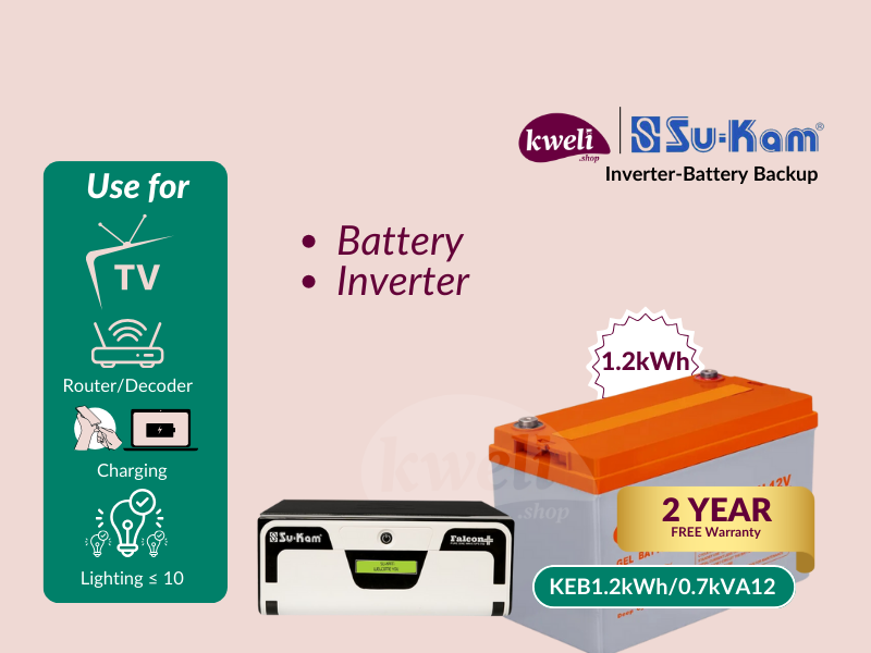 Kweli 1.2kWh-700VA-GEL Power Backup System; Run up to 10 Bulbs, TV, Internet Router, Decoder, Phone & Laptop Charging - Kweli 1.2kWh-700VA-GEL Power Backup System; Run up to 10 Bulbs, TV, Internet Router, Decoder, Phone & Laptop Charging - Image 2
