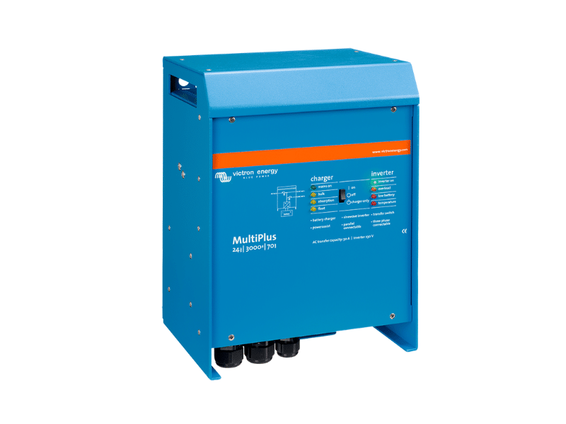 Victron MultiPlus 3kVA/2.4kW 24V Inverter Charger 24/3000/70-50 230; 2.4kW Continuous Load, Pure Sine Wave, 70A Battery Charger, 50A Transfer Switch - Victron 3kVA/2.4kW 24V MultiPlus Inverter Charger 24/3000/70-50 230