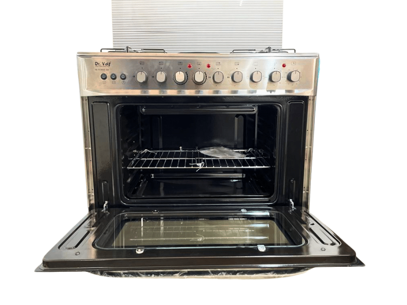 DR VOLT 90cm Gas & Electric Cooker IQ-FC9942SS; 4 Gas + 2 Hot Plates, Pulse Ignition, Enamelled Pan Support, 90L Oven with Lamp, Rotisserie & Timer Function - DR VOLT 90cm Gas & Electric Cooker IQ-FC9942SS; 4 Gas + 2 Hot Plates, Pulse Ignition, Enamelled Pan Support, 90L Oven with Lamp, Rotisserie & Timer Function - Image 4