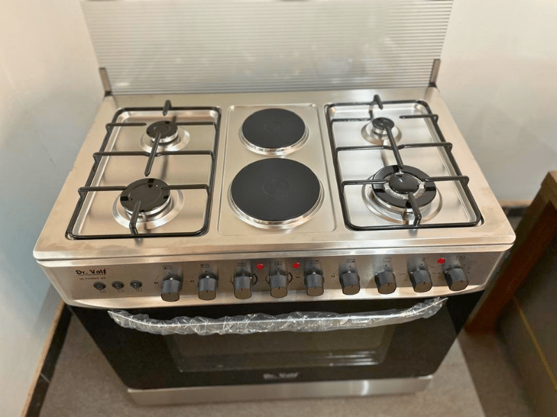 DR VOLT 90cm Gas & Electric Cooker IQ-FC9942SS; 4 Gas + 2 Hot Plates, Pulse Ignition, Enamelled Pan Support, 90L Oven with Lamp, Rotisserie & Timer Function - DR VOLT 90cm Gas & Electric Cooker IQ-FC9942SS; 4 Gas + 2 Hot Plates, Pulse Ignition, Enamelled Pan Support, 90L Oven with Lamp, Rotisserie & Timer Function - Image 3