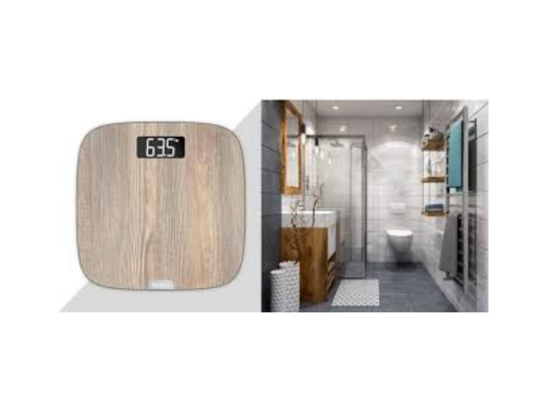 Tefal Origin Electronic Personal Bathroom Scale, Tempered Glass Wood Design, 160kg Capacity, LCD Display – PP1600V0