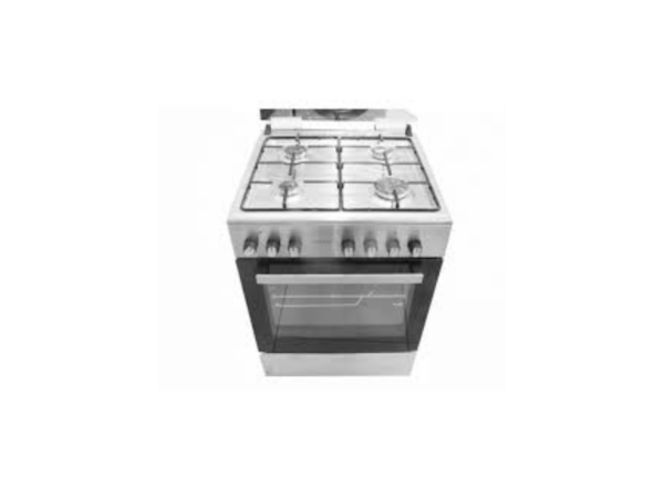 TITAN Freestanding Cooker, 60cm x 60cm, 4 Gas Burners, Gas Oven with Grill, Auto Ignition, Oven Lamp, Stainless Steel Finish - TN-FC6400XBS