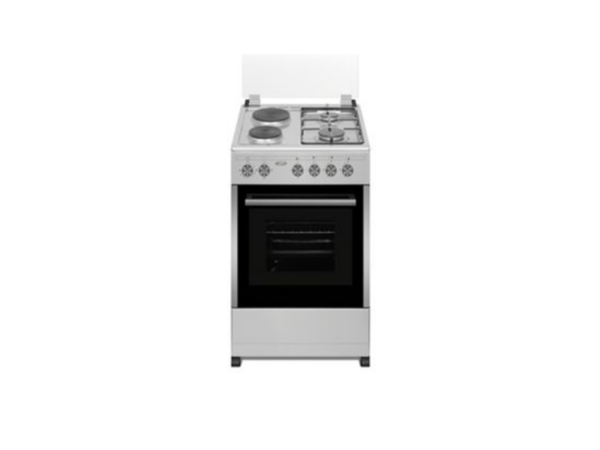 Venus 50x55cm Cooker VC5522; 2 Gas Burners, 2 Electric Hot Plates, Electric Oven & Grill, Auto Ignition, Stainless Steel