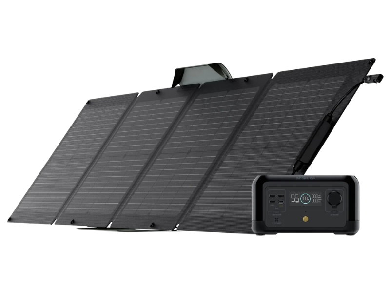 EcoFlow 160-Watt Portable Solar Panel; Foldable Design, IP68 Waterproof Rating, Adjustable Kickstand Case, Voc 21.4V, Vmp 18.2V, Imp 8.8A - EcoFlow 160-Watt Portable Solar Panel