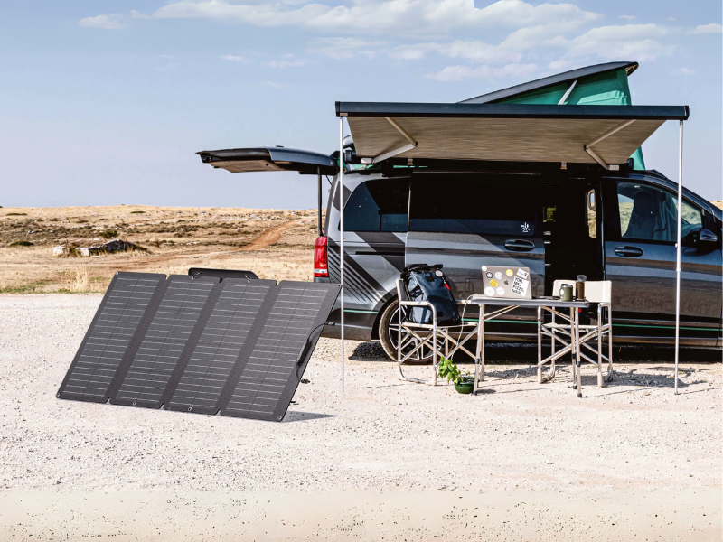 EcoFlow 160-Watt Portable Solar Panel; Foldable Design, IP68 Waterproof Rating, Adjustable Kickstand Case, Voc 21.4V, Vmp 18.2V, Imp 8.8A - EcoFlow 160-Watt Portable Solar Panel